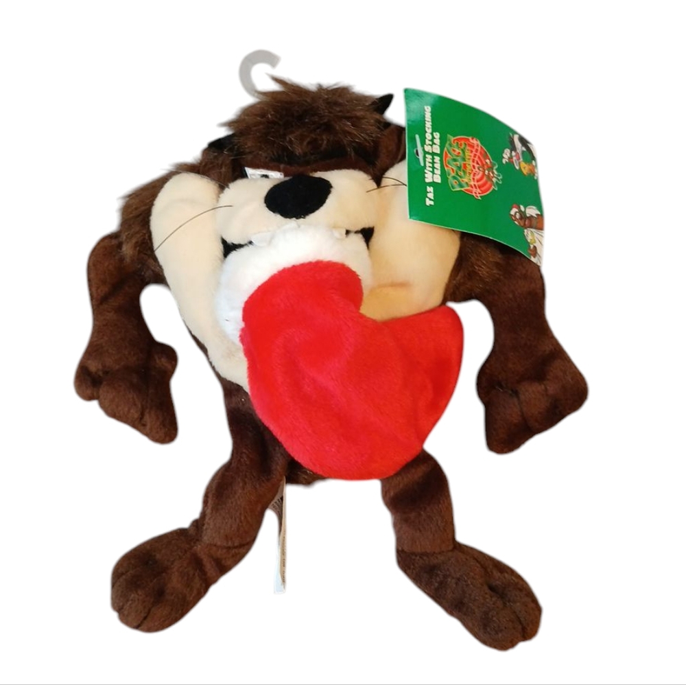 Warner Bros Taz With Stocking Bean Bag‎ Plush NWT